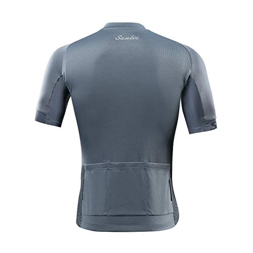 Santic Maillot Ciclista Hombre Top Ciclismo Bicicleta Bici Transpirable Secado Rápido Jersey Ciclista Yorkson Gris EU L