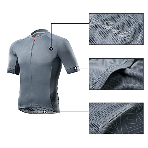 Santic Maillot Ciclista Hombre Top Ciclismo Bicicleta Bici Transpirable Secado Rápido Jersey Ciclista Yorkson Gris EU L