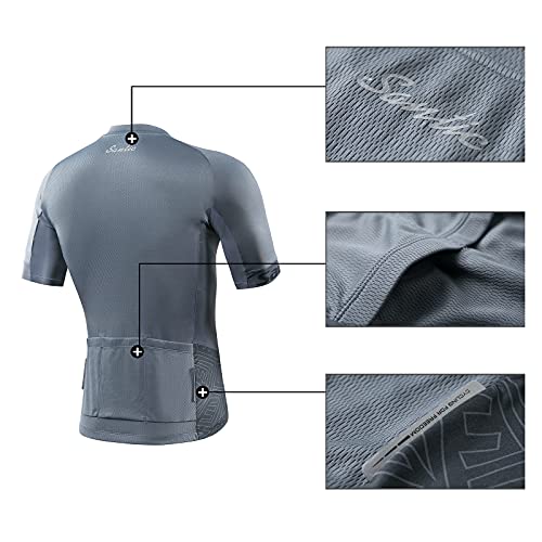 Santic Maillot Ciclista Hombre Top Ciclismo Bicicleta Bici Transpirable Secado Rápido Jersey Ciclista Yorkson Gris EU L