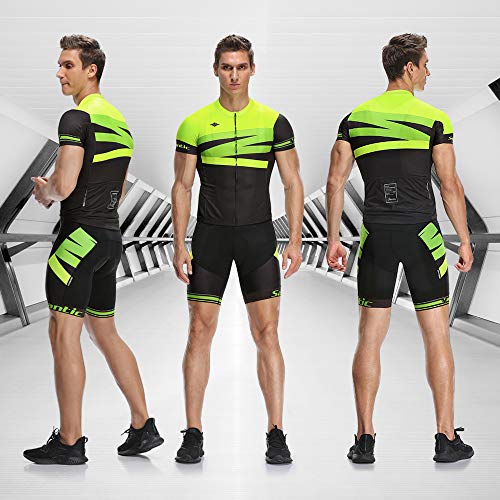 Santic Ropa Ciclismo Verano Hombre Set Ciclismo Maillot y Culotte Bicicleta Pad Traje MTB Spinning Bicicleta de Carretera Transpirable