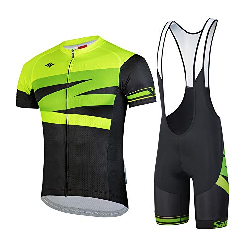 Santic Ropa Ciclismo Verano Hombre Set Ciclismo Maillot y Culotte Bicicleta Pad Traje MTB Spinning Bicicleta de Carretera Transpirable