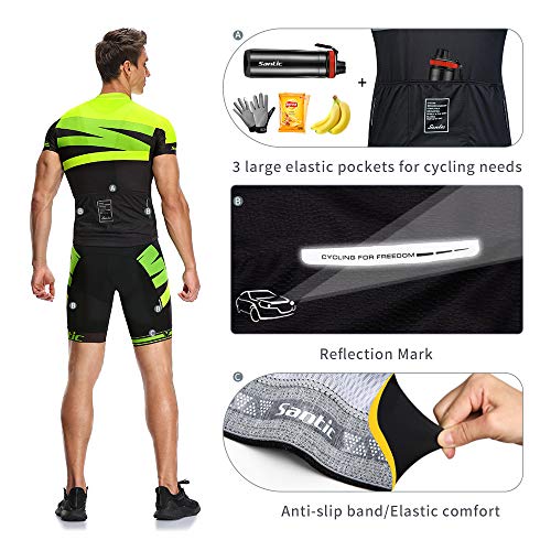 Santic Ropa Ciclismo Verano Hombre Set Ciclismo Maillot y Culotte Bicicleta Pad Traje MTB Spinning Bicicleta de Carretera Transpirable