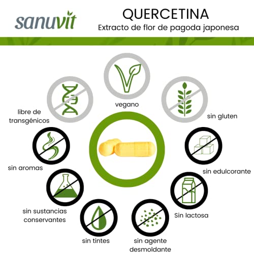 Sanuvit® - Quercetina 500 mg | Dosis alta | Alta biodisponibilidad y tolerancia | Vegano | 120 cápsulas