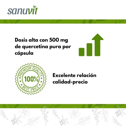 Sanuvit® - Quercetina 500 mg | Dosis alta | Alta biodisponibilidad y tolerancia | Vegano | 120 cápsulas