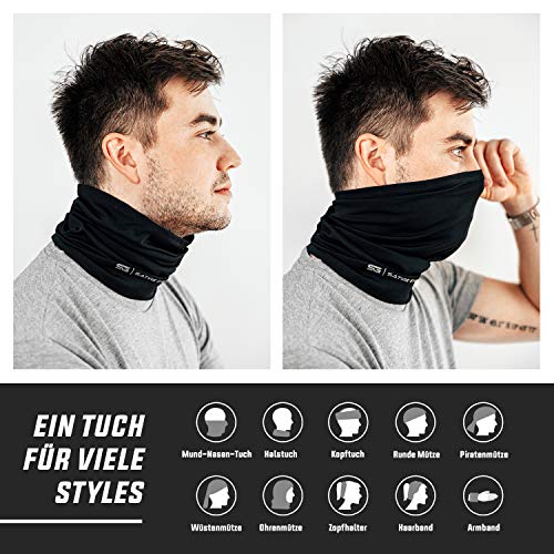 Satire Gym – Piezas braga cuello transpirable/Bufanda tubular de secado rápido, cubrecuellos protector de boca hombres - Fabricación de calidad, protector de cara y uso para deporte (Paquete de 1)