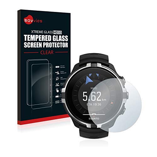 savvies Protector Cristal Templado Compatible con Suunto Spartan Sport Wrist HR Baro Stealth Protector Pantalla Vidrio, Protección 9H, Pelicula