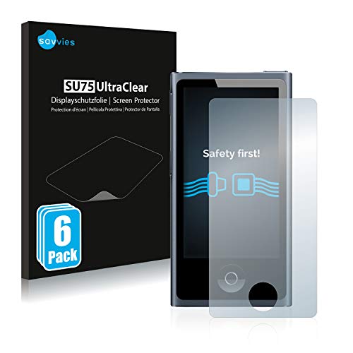 savvies Protector Pantalla Compatible con Apple iPod Nano 2012 (7a generación) (6 Unidades) Película Ultra Transparente