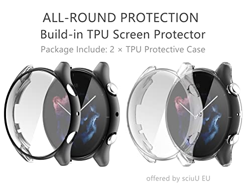 sciuU Funda Compatible con Amazfit GTR3 / GTR3 Pro, [Conjunto de 2] Carcasa Protectora Flexible TPU Protectora Resistente a los Golpes Shell Protector para GTR 3 / GTR 3Pro– Negro + Claro