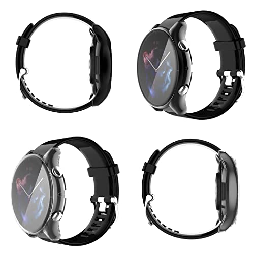 sciuU Funda Compatible con Amazfit GTR3 / GTR3 Pro, [Conjunto de 2] Carcasa Protectora Flexible TPU Protectora Resistente a los Golpes Shell Protector para GTR 3 / GTR 3Pro– Negro + Claro