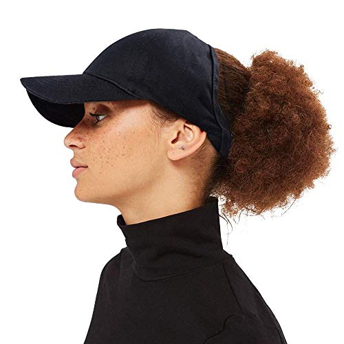 SEALEN Béisbol Gorra Sombrero para el Sol para Cola de Caballo Natural Rizado Pelo Afro (Negro)