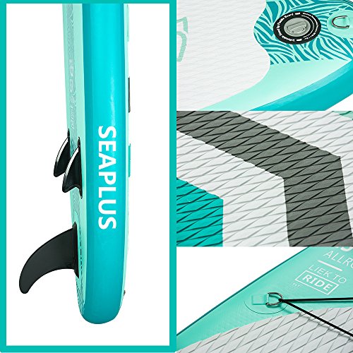 SEAPLUS Tabla de Paddle Surf Hinchable Sup Inflatable Stand up Paddle Board con Dry Bag CL-G 10’6”*32”*6” con Inflador/Remo de Aluminio/Mochila/Leash/Fin, Carga hasta 130 Kg