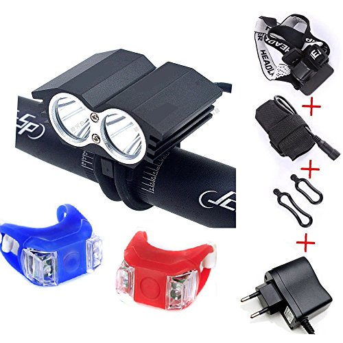 SEC LED LuzLáMPARA Frontal Cabeza CREE XM-L U2 5000 lúmenes LED de la Bicicleta/Luz LED Frontal para Manillar de Bicicleta Bicicletas (4 Modos) & 2 x Luz Luces L ámpara Trasera para Bici Bicicleta