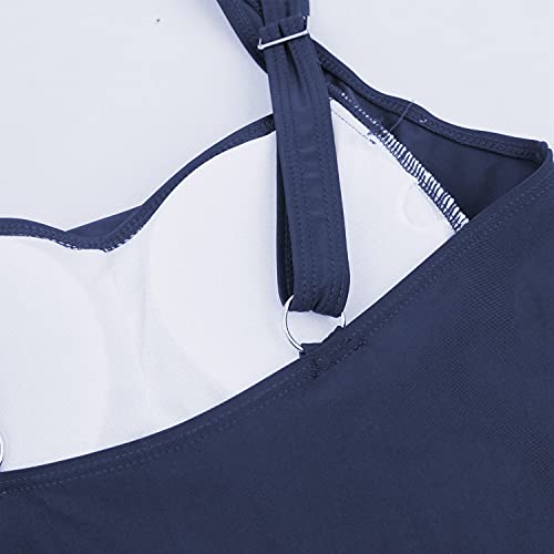 SEDEX Bañadores de Mujer Sexy Natacion Trajes de Baño de Una Pieza Monokinis Natacióncon Relleno Elegante Push up Cuello Halter para Mujer (Azul, XXL)