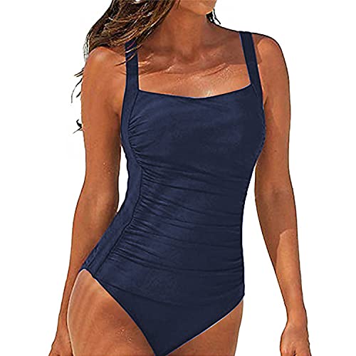 SEDEX Bañadores de Mujer Sexy Natacion Trajes de Baño de Una Pieza Monokinis Natacióncon Relleno Elegante Push up Cuello Halter para Mujer (Azul, XXL)