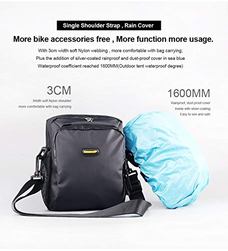 Selighting Bolsa de Manillar Bicicleta para MTB CTB Bolsa Delantera para Ciclismo con Cubierta de Lluvia y Correa Ajuatable de Hombro Bolsa de Bicicleta Montaña, Carretera, Bicicleta Plegable