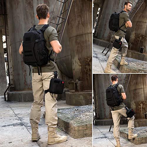 Selighting Bolsa de Pierna Tactica Hombre Bolso de Cintura Ejército Militar Riñonera de Gran Capacidad Cinturón Bolsa MOLLE Médico (Negro)