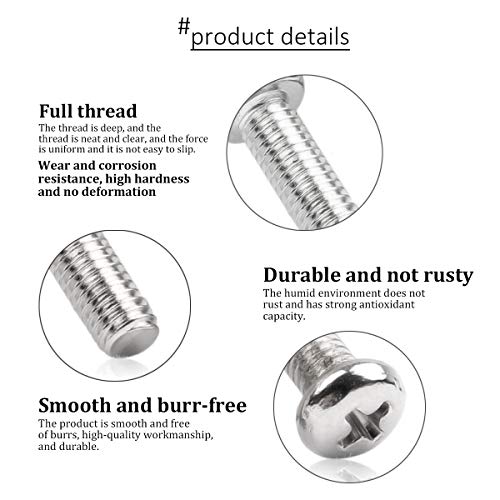 SENDILI M1.6 Tornillo cruzados de cabeza, Tornillo Cruzar mecánico, Pernos Acero Inoxidable 304, 50/100 Piezas M1.6x2/3/4/5/6/8/10mm, 50 Piezas M1.6x8mm