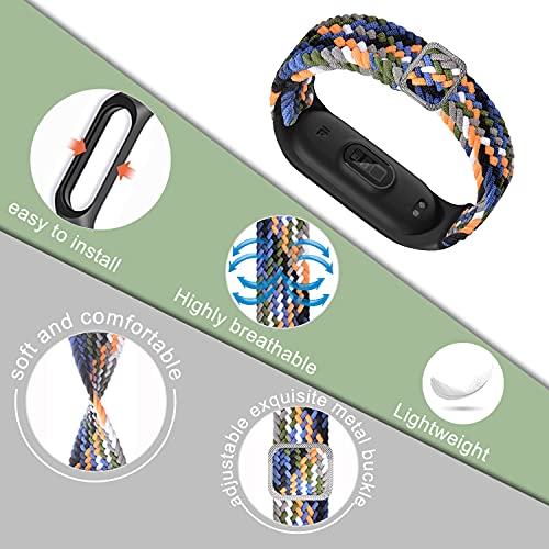 SeNool Correas Compatible con Xiaomi Mi Band 6/Band 5/Band 4 Pulseras Reloj Banda Nailon Trenzada Loop Hebilla Ajustable de Repuesto para Xiaomi Mi Band 6/ Band 5 / Band 4 Color Vaquero