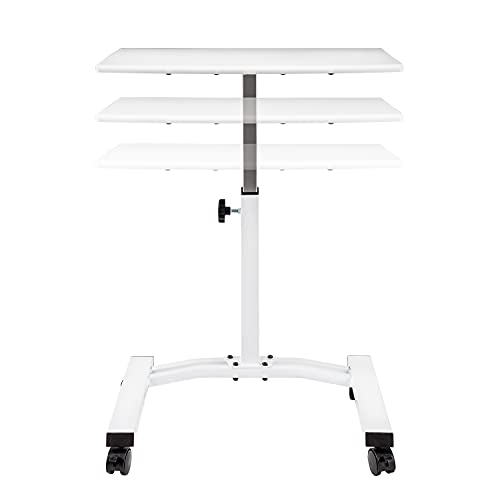 Seville Classics Mobile Laptop Computer Desk Escritorio de pie, Acero aleado, White, Height-Adjustable from 20.5" to 33"