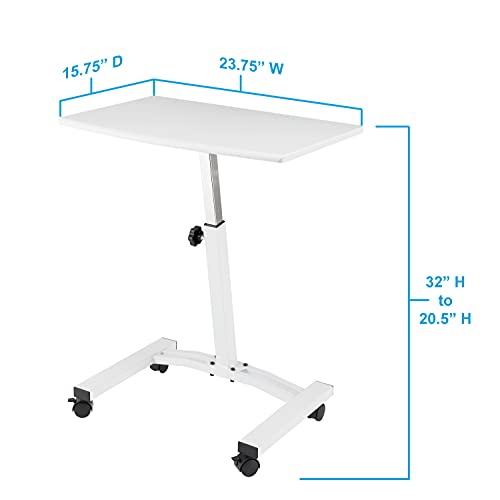 Seville Classics Mobile Laptop Computer Desk Escritorio de pie, Acero aleado, White, Height-Adjustable from 20.5" to 33"