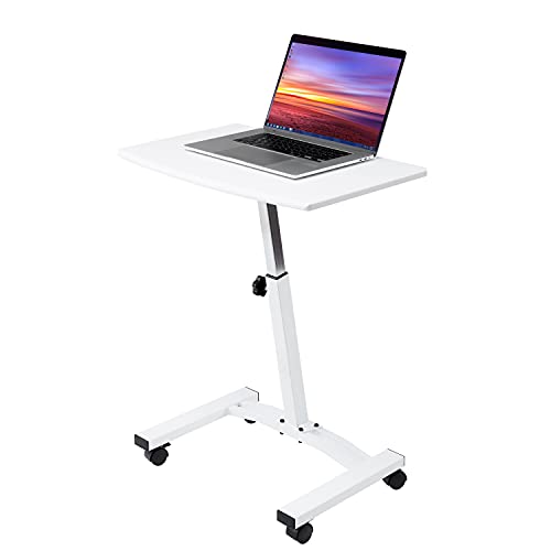 Seville Classics Mobile Laptop Computer Desk Escritorio de pie, Acero aleado, White, Height-Adjustable from 20.5" to 33"