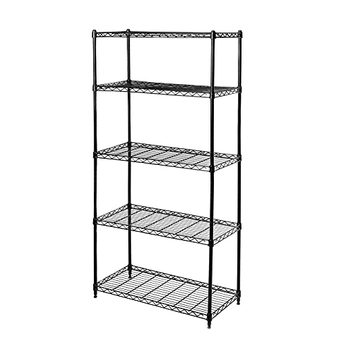 Seville Classics ultrazinc Alambre, 5 estantes estantería Rack con Ruedas, Negro, 14 x 30 x 60