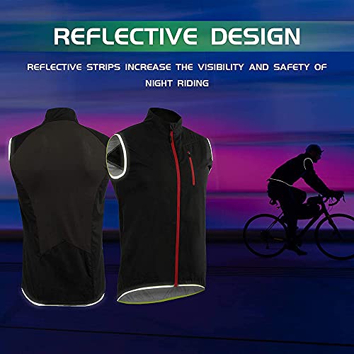 SFITVE Ligero Chaleco de Ciclismo para Hombre,Impermeable Respirable Chaleco Reflectante,360° Alta Visibilidad Respirable Ropa Cortavientos,MTB Chaqueta de Bicicleta(Size:S,Color:Rojo)