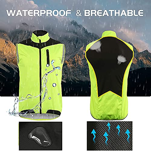 SFITVE Ligero Chaleco de Ciclismo para Hombre,Impermeable Respirable Chaleco Reflectante,360° Alta Visibilidad Respirable Ropa Cortavientos,MTB Chaqueta de Bicicleta(Size:S,Color:Rojo)