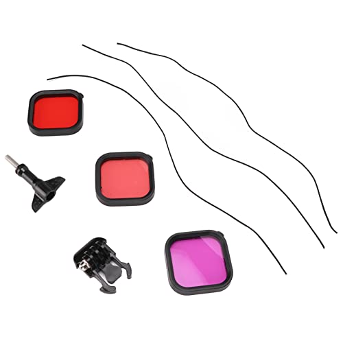 Shanrya Kit de Filtro de Carcasa Impermeable, Carcasa de Lente de Vidrio Kit de Filtro de Carcasa de Liberación Rápida con Filtros Rosa, Rojo Y Morado para Go Pro Hero 8 Black para Fotógrafo