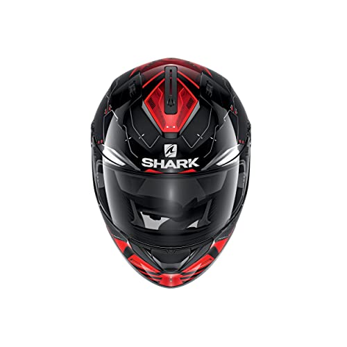 SHARK RIDILL MECCA Casco de Moto, Hombre, Negro Rojo Gris, Medium