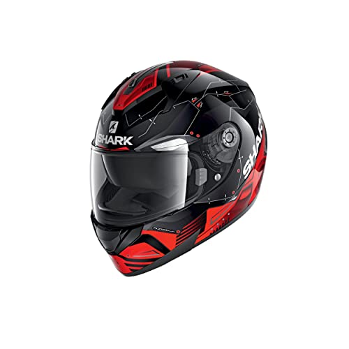 SHARK RIDILL MECCA Casco de Moto, Hombre, Negro Rojo Gris, Medium