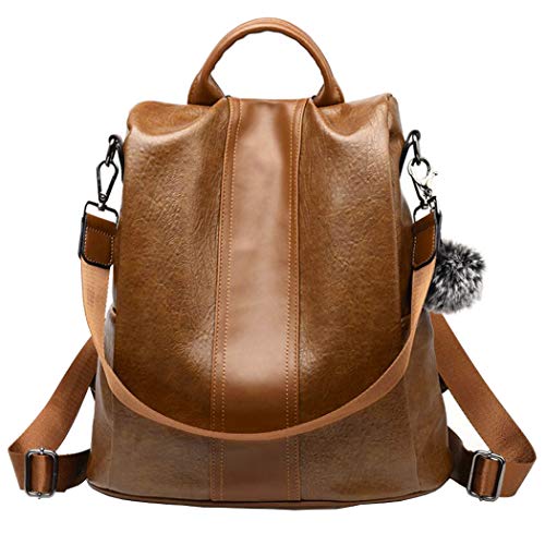 shepretty Mochila Cuero antirrobo para Mujer, 12911Marrón