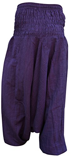 Shopoholic Moda Liso Holgado Pantalones Harén Aladdin Hippie Pantalón,Mono - Morado, One Size