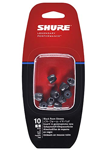 SHURE EABKF1-10S - Almohadillas de espuma para auriculares in-ear SE, negras, tamaño pequeño, 10 unidades