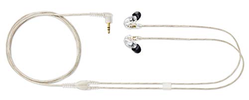 SHURE SE215-CL - Auriculares Profesionales con cable sobre la oreja, aislamiento de sonido con microtransductor dinámico, sonido detallado con bajos profundos, cable Transparente de 3.5 mm