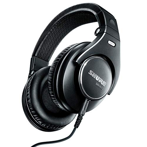 SHURE SRH840-BK-EFS - Auriculares de diseño cerrado, para estudio y aplicaciones profesionales, cable desmontable, almohadillas de terciopelo, plegables - Negro