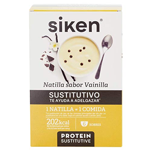 Siken Natillas Sustitutivas De Una Comida. Ricas En Fibra Y Proteínas, Con Vitaminas Y Minerales. Sabor Vainilla - Estuche Con 5 Sobres X 50 Gr, color Cranberry, 50 g - Pack de 6