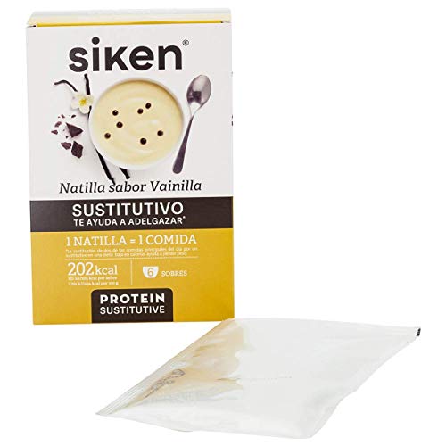 Siken Natillas Sustitutivas De Una Comida. Ricas En Fibra Y Proteínas, Con Vitaminas Y Minerales. Sabor Vainilla - Estuche Con 5 Sobres X 50 Gr, color Cranberry, 50 g - Pack de 6