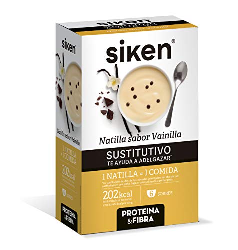 Siken Natillas Sustitutivas De Una Comida. Ricas En Fibra Y Proteínas, Con Vitaminas Y Minerales. Sabor Vainilla - Estuche Con 5 Sobres X 50 Gr, color Cranberry, 50 g - Pack de 6