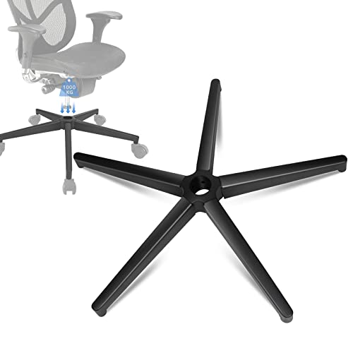 Silla de oficina con pie en cruz y base de 5 estrellas con soporte, marco de metal negro pentagonal, silla giratoria, adecuada para ruedas de 11 mm x 22 ruedas, muelle de gas de 50 mm