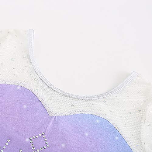 Sinoeem Leotardos Gimnásticos para Niñas Manga Larga Maillot de Gimnasia Colorido Gimnasia Leotard para Niñas 5-12Años (Morado - Manga Larga, 7-8 Años)