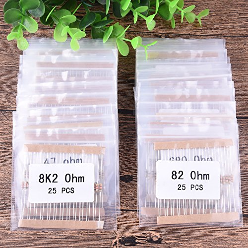 SIQUK 925 Piezas Resistencias 37 valores 5% Kit de Resistencias de Película de Carbón Al 0 Ohm-1M Ohm 1/4W Resistencias para Bricolaje y Experimentos