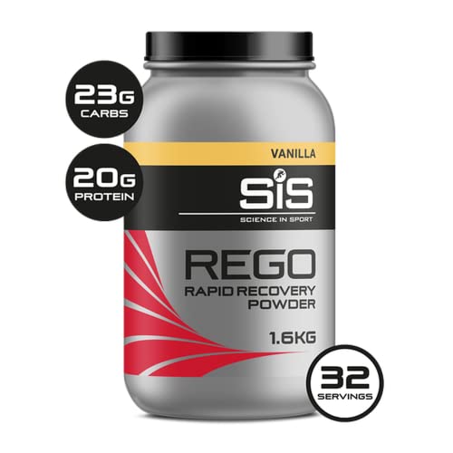 SiS REGO Bebida para Deportista de Recuperación Completa en Polvo para Batidos con Proteínas y Carbohidratos, Sin Lactosa y Sin Gluten, 1.6 kg (32 porciones), Vainilla