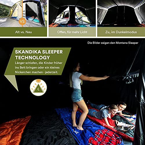 Skandika Gotland 6 - Tienda de campaña Familiar - mosquiteras - Suelo Cosido en Forma de bañera - túnel (Gris/Naranja Sleeper)