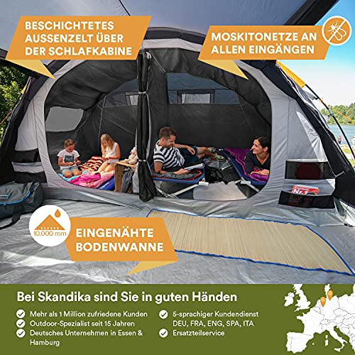 Skandika Gotland 6 - Tienda de campaña Familiar - mosquiteras - Suelo Cosido en Forma de bañera - túnel (Gris/Naranja Sleeper)