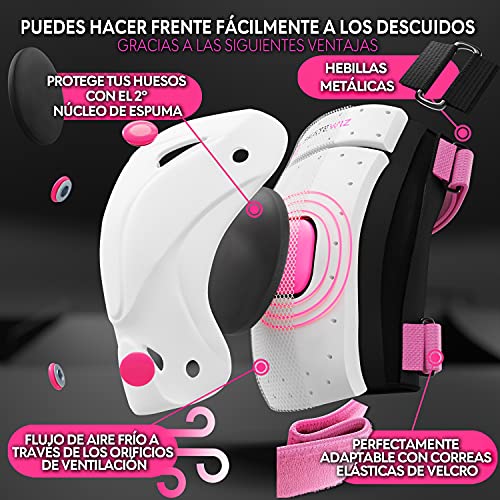 SKATEWIZ Protect-1 - Tamaño S en Rosa - Rodillo de los Hombres - protección del Codo y la Rodilla - patín de patín Adulto - trotinette eléctrica para Adultos