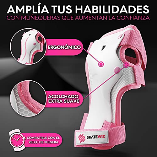 SKATEWIZ Protect-1 - Tamaño S en Rosa - Rodillo de los Hombres - protección del Codo y la Rodilla - patín de patín Adulto - trotinette eléctrica para Adultos