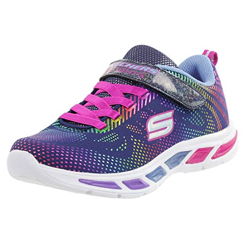 Skechers Litebeams-Gleam N'dream, Zapatillas Niñas, Multicolor Nvmt Black Mesh Multi Foil Print Trim, 32 EU