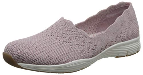 Skechers Seager-Stat, Zapatillas Mujer, Rosado (Ros Black Flat Knit), 41 EU