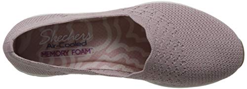 Skechers Seager-Stat, Zapatillas Mujer, Rosado (Ros Black Flat Knit), 41 EU